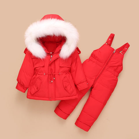 Children Coat Jacket-Jumpsuit Kids Toddler Girl Boy Clothes 2pcs Winter Outfit Suit Warm Baby Overalls Clothing Sets