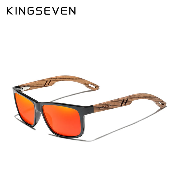 KINGSEVEN Handmade Wooden Eyewear Polarized Mirror Sunglasses Men Women Vintage Design Oculos de sol masculino UV400