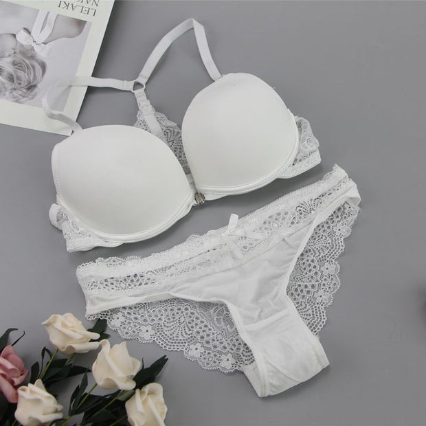 New Fashion Bralette Sexy Lingerie Seamless Push Up Bra Sets Front Closure Candy Color Small Size Brassiere