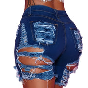 Summer woman trendy Ripped denim shorts fashion high waist jeans