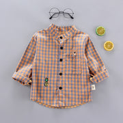 Camisa para niños, ropa, blusas, Tops de algodón a cuadros para niños de 1 a 4 años, camisa de manga larga