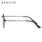 BARCUR Retro gafas de sol reflectantes clásico hombre minimalista Acero inoxidable marco gafas de Sol mujeres gafas de Sol