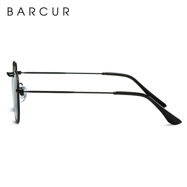 BARCUR Retro Reflective Sunglasses Classic Man Minimalist Stainlesss Steel Frame Eyewear Sun Glasses Women Oculos De Sol