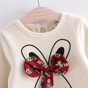 New Arrival Winter Baby Toddler Faux-two Bunny Print Floral Dresses for Kids Girls Clothing