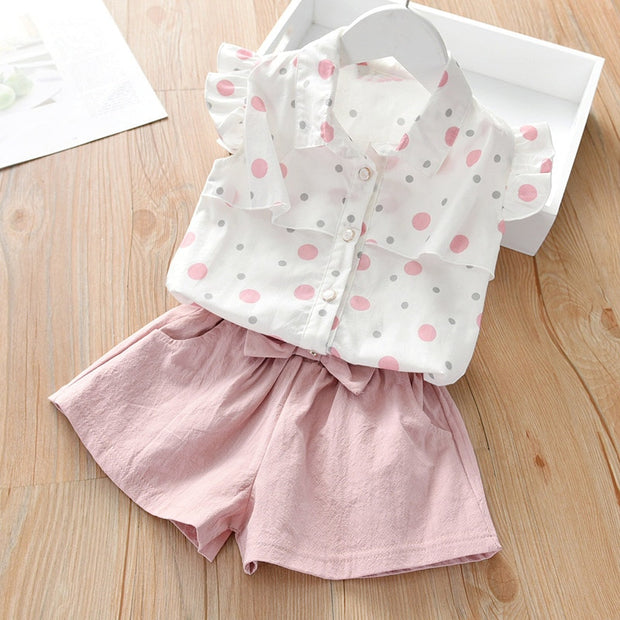 Kids Set Children's Clothes Suit Flower Print Set Top+Denim Skirt 2Pcs Toddler Children Outfits Clothing Sets