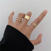 Gold Color Rings Set for Women Girls Punk Geometric Simple Finger Rings Trend Jewelry