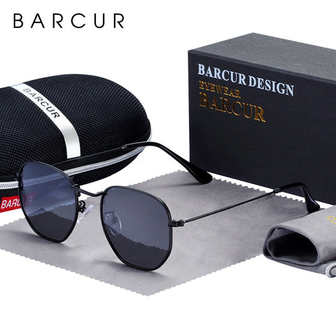 BARCUR Retro Reflective Sunglasses Classic Man Minimalist Stainlesss Steel Frame Eyewear Sun Glasses Women Oculos De Sol