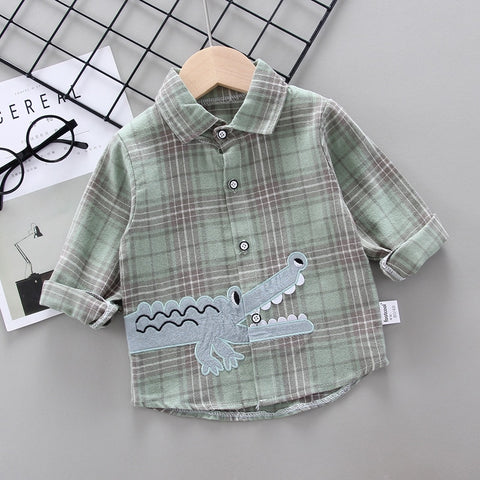 Camisa para niños, ropa, blusas, Tops de algodón a cuadros para niños de 1 a 4 años, camisa de manga larga