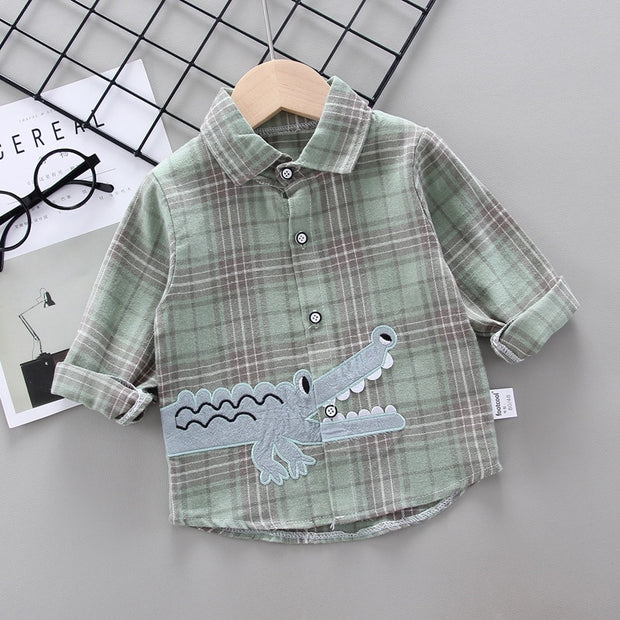 Kids Shirt Clothes Blouses Infant Boy Plaid Cotton Tops 1-4 Years Kids Long Sleeves Shirt