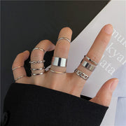 Gold Color Rings Set for Women Girls Punk Geometric Simple Finger Rings Trend Jewelry