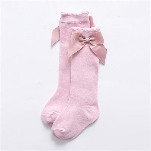 Kids Girls Stockings Big Bow Knee High Long Stocking High Quality Fashion Lace Clothes Accesories