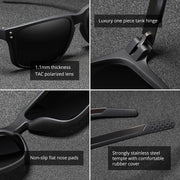 KDEAM Rectangular Polarized Sunglasses Men Outdoor Driving Sun Glasses Man TR90 Flexible Frame Mix Stainless Steel Temple