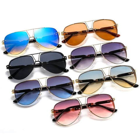 New Hollow Pattern Oval Sunglasses Men-Women Luxury Trend Brand Designer Metal Alloy Frame