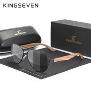 KINGSEVEN nuevas gafas de sol fotocromáticas piloto polarizadas UV400 gafas de sol de moda espejo gafas de sol de madera gafas de conducción