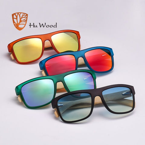 HU WOOD 2017 New Arrival Sea Gradient Shades Sunglasses for Men Bamboo Sunglasses Red UV400 Lenses Fashion Driving GR8010