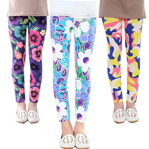 Baby Kids Childrens Printing Flower Toddler Classic Girls Leggings 2-14Y