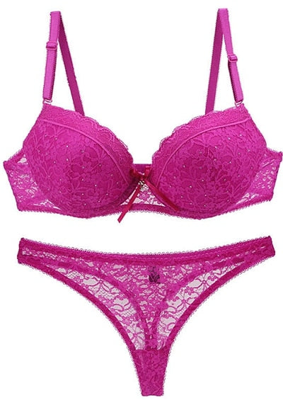 Nuevo Conjuntos de sujetador de encaje para mujer, bragas de talla grande, ropa interior push-up, Tanga 34 36 38 40 42, copa BCDE, lencería femenina