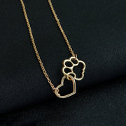 JEWELRY Heart & Dog Paw Charm Necklace Puppy Footprint Lover Pet Best Gifts For Women