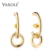 Simple Geometric Circle Stud Earrings Fashion Gold Color Anti-Allergy Earings For Women Ear Jewelry