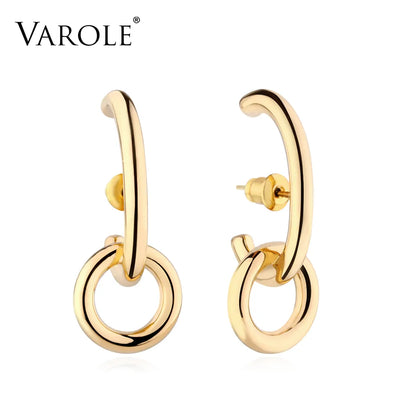 Simple Geometric Circle Stud Earrings Fashion Gold Color Anti-Allergy Earings For Women Ear Jewelry