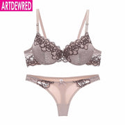 high-end brand New Arrival lace bra set push up underwear set panties thin, thick cup hollow lace intimates lingerie