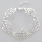 New Fashion 925 Sterling Silver Elegant Hollow Leaf Charm Bracelet for Woman Jewelry Gift