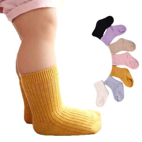 Calcetines unisex sólidos para bebés, calcetines de algodón para niños pequeños, accesorios de ropa de invierno para bebés