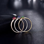 Natural Green Emerald Red Ruby Blue Sapphire Ring Good Gem 18K White Gold Jewelry Simple Design