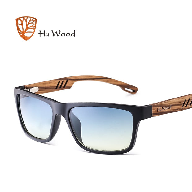 HU WOOD Brand Design Zebra Wood Sunglasses For Men Fashion Sport Color Gradient Sunglasses Driving Fishing Mirror Lenses GR8016