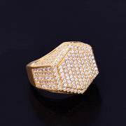 Gold Color Men's Rings Real AAA Cubic Zircon Fashion Jewelry Hip Hop