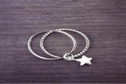 Silver Plated Double Star Open Rings For Women Fashion Girl Hypoallergenic Sterling Silver Jewelry VRS2041