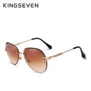 KINGSEVEN DESIGN Women Rimless Pilot Sunglasses Blue Gradient Lens UV400 Protection