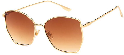 Gafas de sol irregulares Mujer Metal Transparente Rosa UV400 Gafas de gran tamaño