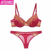 high-end brand New Arrival lace bra set push up underwear set panties thin, thick cup hollow lace intimates lingerie