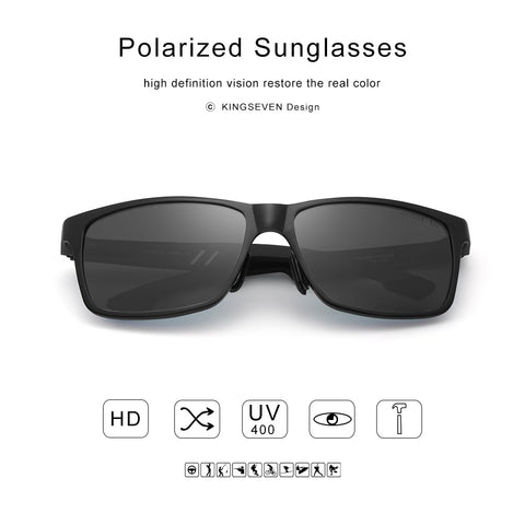 KINGSEVEN Men Polarized Sunglasses Aluminum Magnesium Sun Glasses Driving Glasses Rectangle Shades For Men Oculos masculino Male