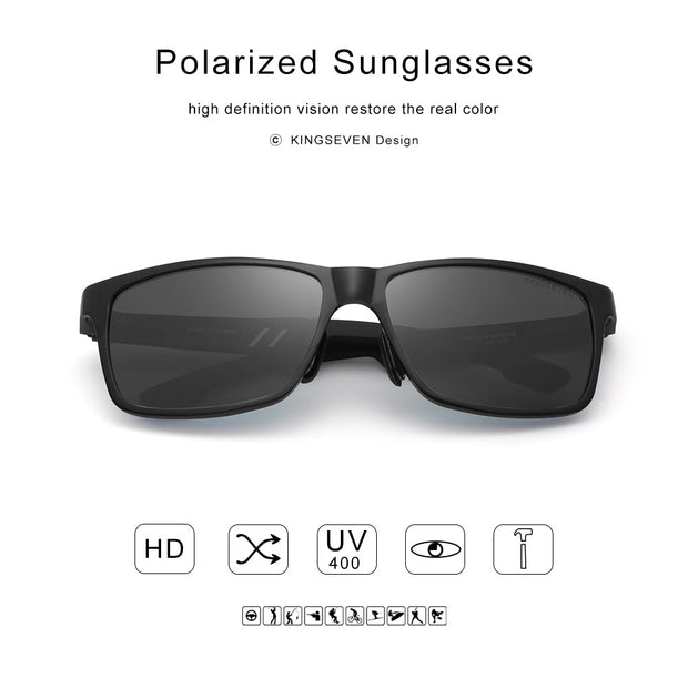 KINGSEVEN Men Polarized Sunglasses Aluminum Magnesium Sun Glasses Driving Glasses Rectangle Shades For Men Oculos masculino Male