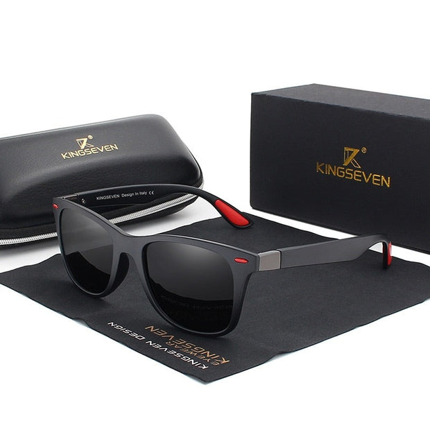 KINGSEVEN marca clásica para hombre gafas de sol cuadradas polarizadas lentes de espejo gafas de sol Unisex gafas de montura negra