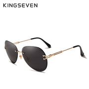 KINGSEVEN DESIGN Women Rimless Pilot Sunglasses Blue Gradient Lens UV400 Protection