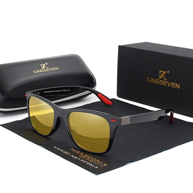 KINGSEVEN marca clásica para hombre gafas de sol cuadradas polarizadas lentes de espejo gafas de sol Unisex gafas de montura negra