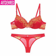 high-end brand New Arrival lace bra set push up underwear set panties thin, thick cup hollow lace intimates lingerie