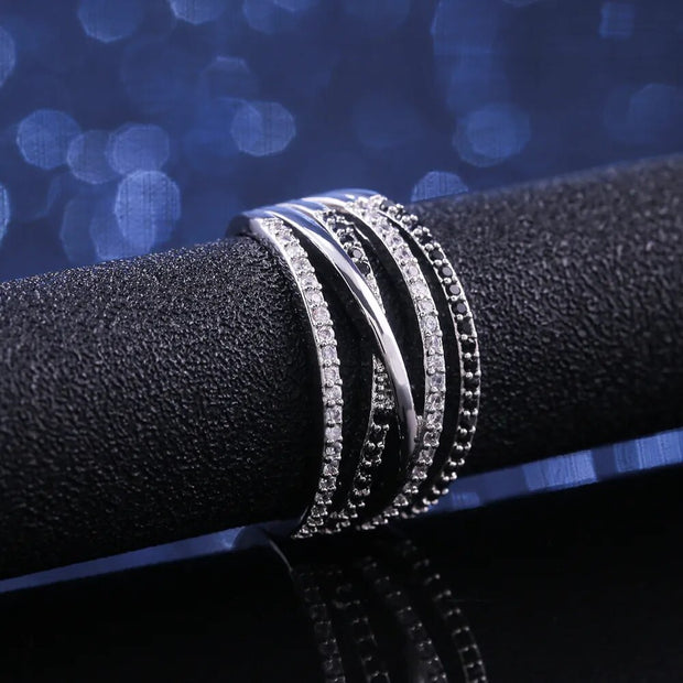 New Twist Ethnic Style Women Finger Rings Black & White Stone Micro Paved Surprise GiftTrendy Jewelry Rings