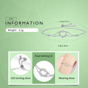 Genuine 925 Sterling Silver Twisted Double Heart in Heart Chain Bracelets for Women Authentic Silver Jewelry.