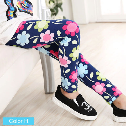 Leggings clásicos para niñas con estampado de flores para bebés y niños de 2 a 14 años