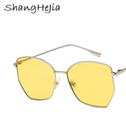 Irregular Sunglasses Women Metal Transparent Pink UV400 Oversized Eyewear