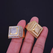 Bubble Letter Men's Rings Iced Out Hip Hop Fashion Jewelry Size 7-12