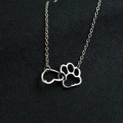 JEWELRY Heart & Dog Paw Charm Necklace Puppy Footprint Lover Pet Best Gifts For Women