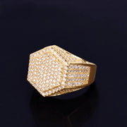 Gold Color Men's Rings Real AAA Cubic Zircon Fashion Jewelry Hip Hop