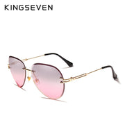 KINGSEVEN DESIGN Gafas de sol piloto sin montura para mujer Lente azul degradado Protección UV400