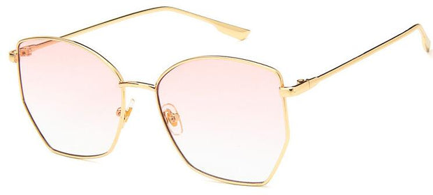 Irregular Sunglasses Women Metal Transparent Pink UV400 Oversized Eyewear