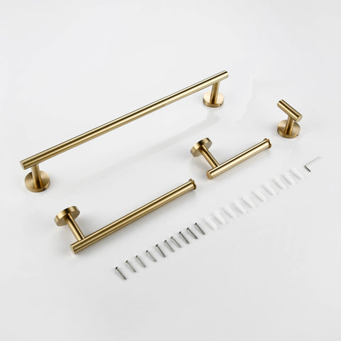 Brushed Gold Bathroom Accessories Set Hardware Kit Wall Mount Hand Towel Bar Rack Toilet Roll Paper Holder Robe Hook Hanger